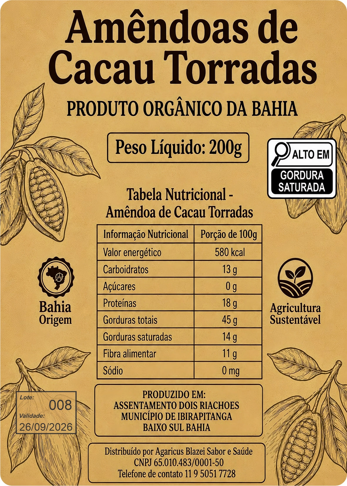 Amêndoas de Cacau Torrada